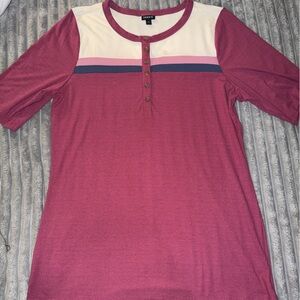 Torrid Pink and Cream Button-Accent Top